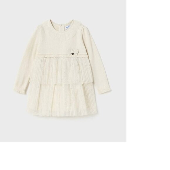 Mayoral Knit Tulle Dress Baby Toddler Girl Cream 36M - Picture 2 of 10
